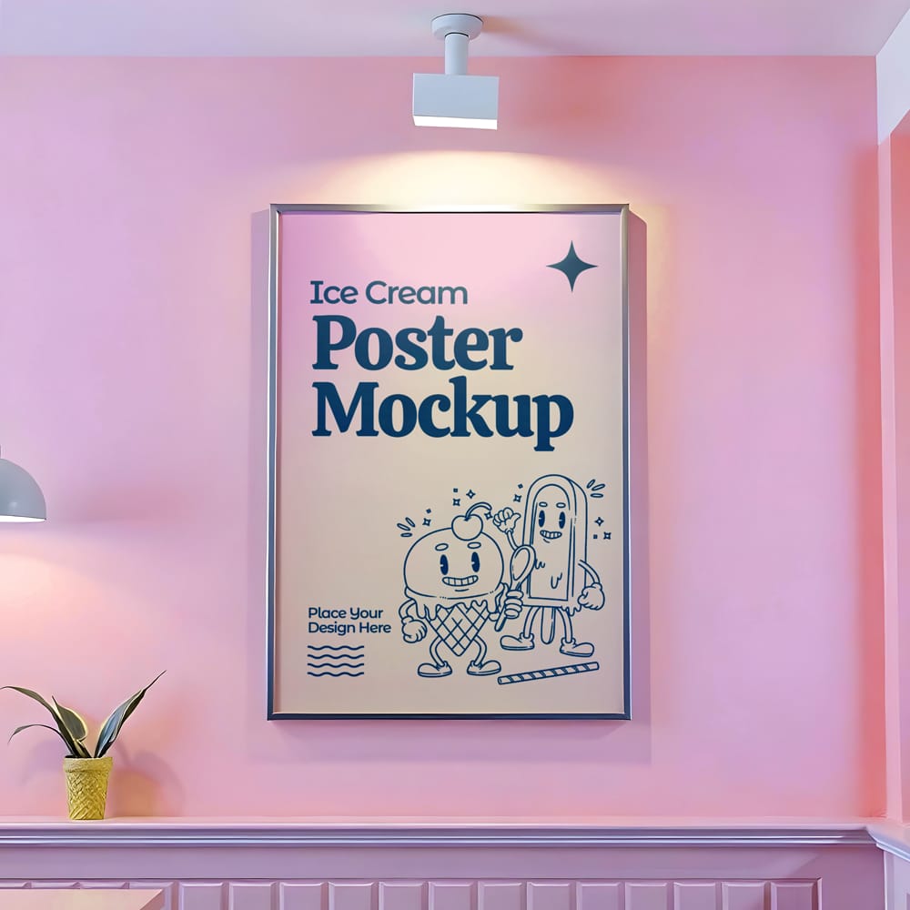 Free Poster Ice Cream Mockup PSD