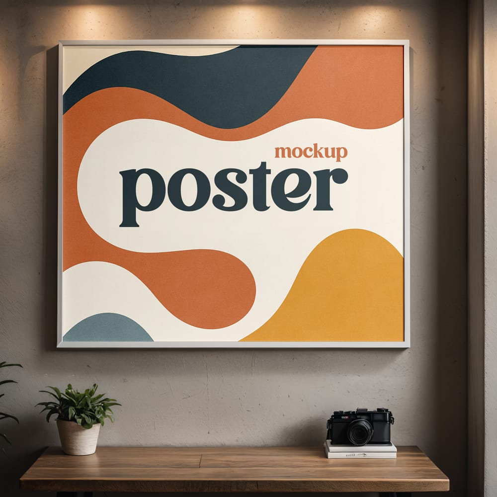 Free Poster in a Room Mockup PSD