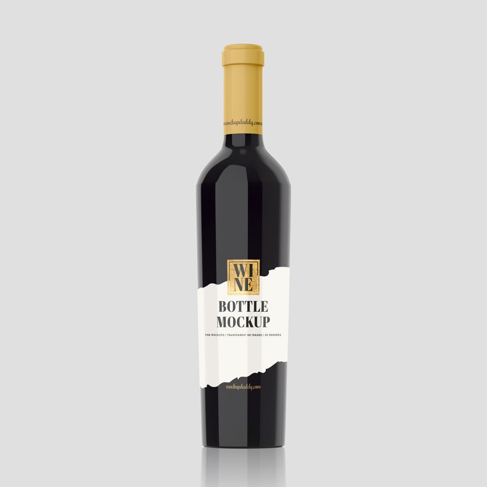 Free Premium Wine Bottle Mockup PSD