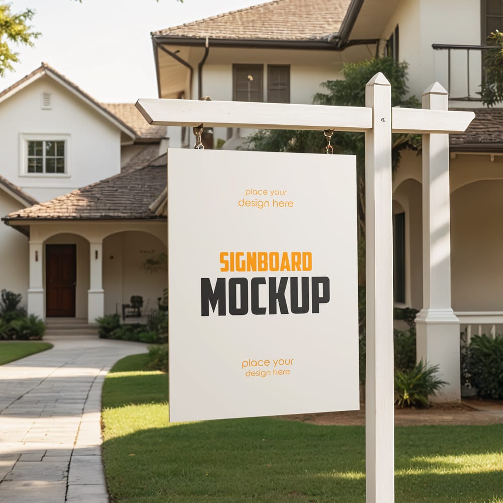 Free Real Estate Signboard Mockup PSD