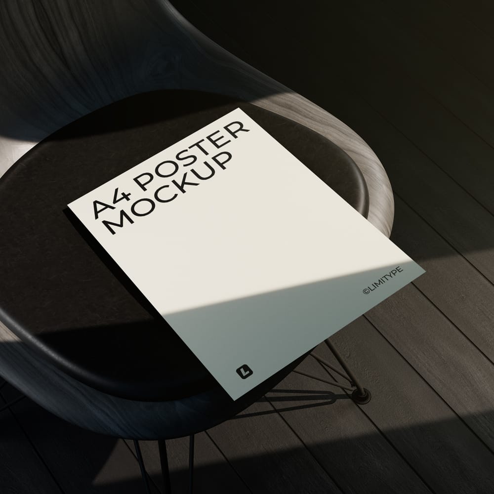 Free Realistic A4 Poster Presentation Mockup PSD