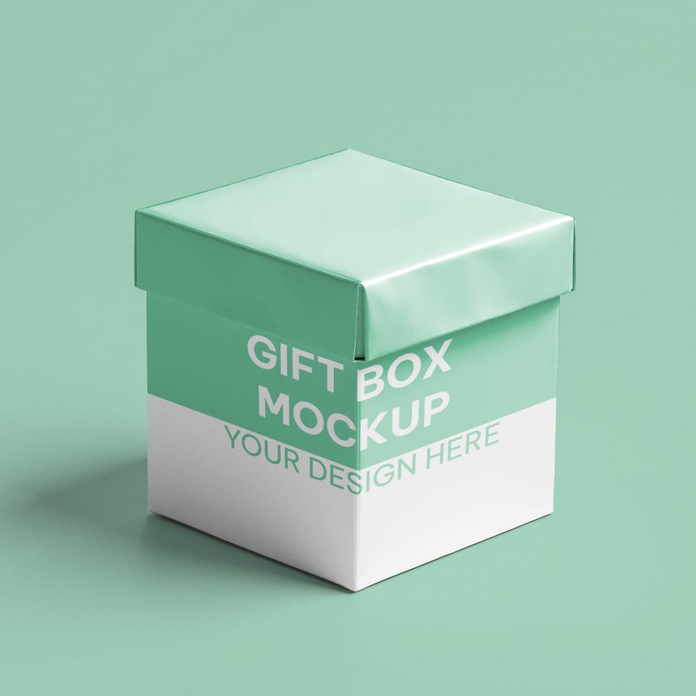Free Realistic Gift Box Mockup Template PSD