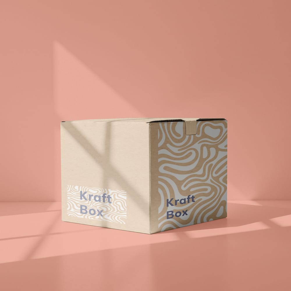 Free Realistic Kraft Box Mockup PSD