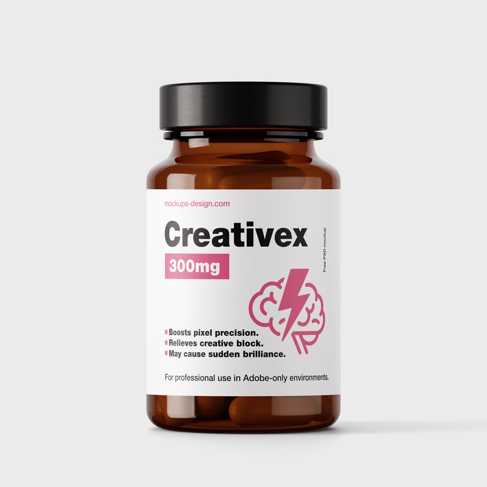 Free Realistic Supplement Jar Mockup PSD