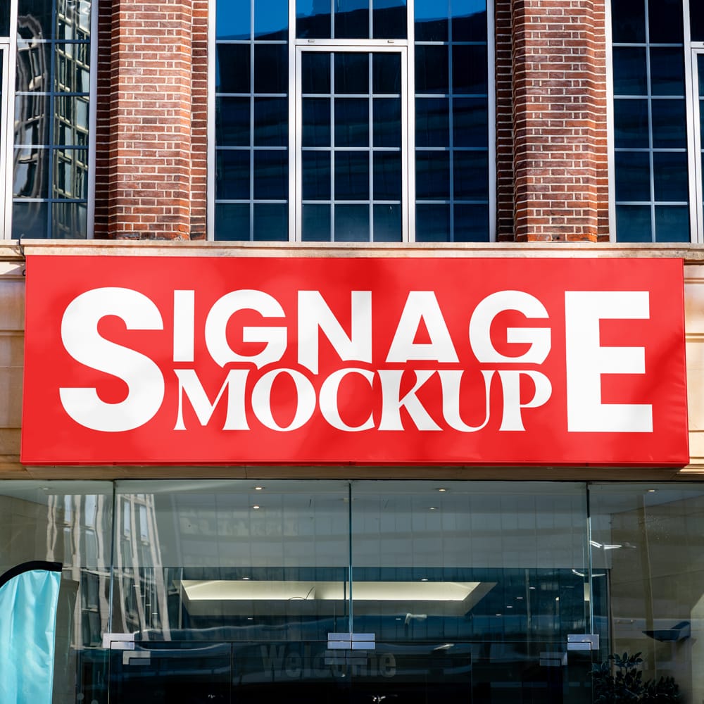 Free Rectangle Sign on Building Mockup PSD