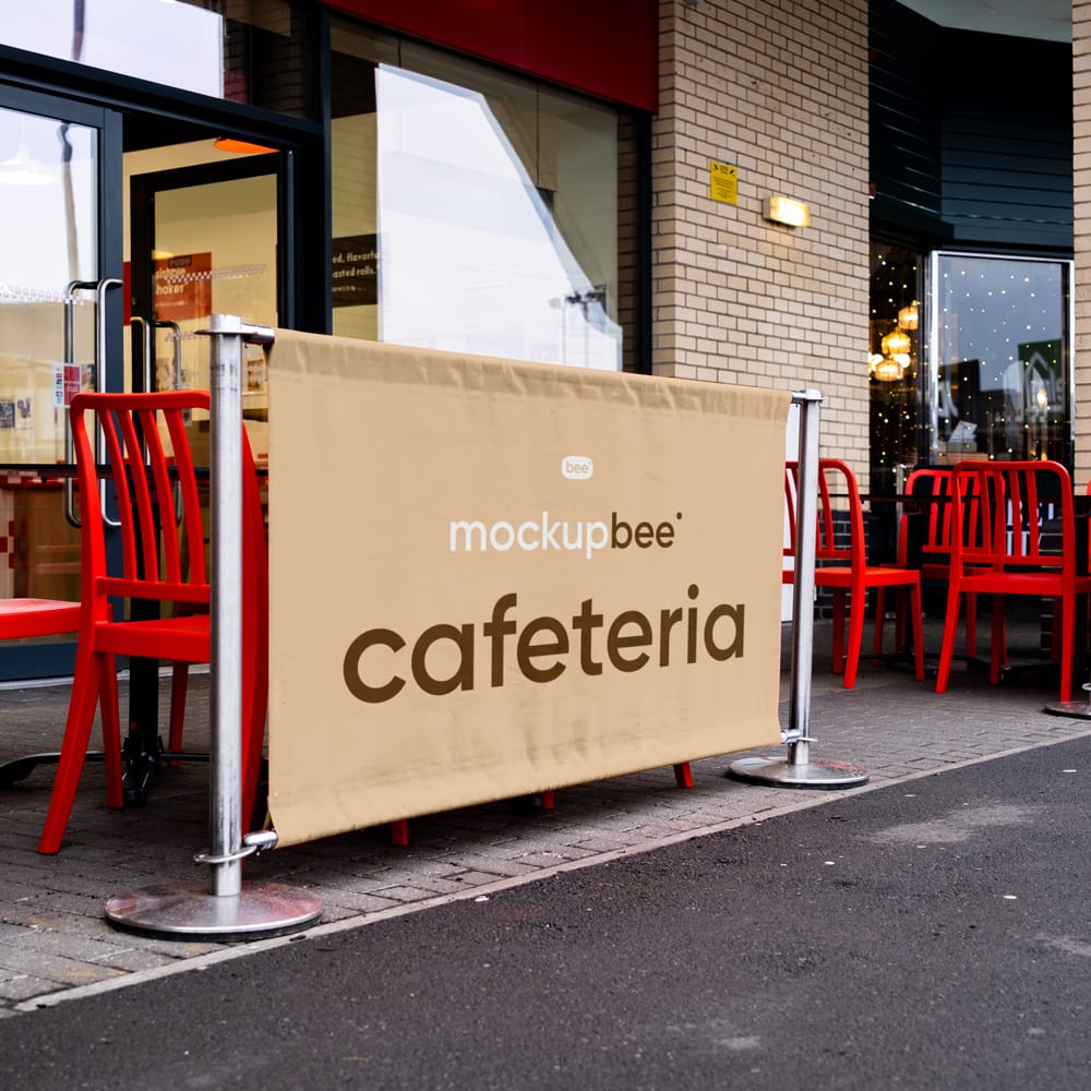 Free Restaurant Fence Banner Mockup PSD