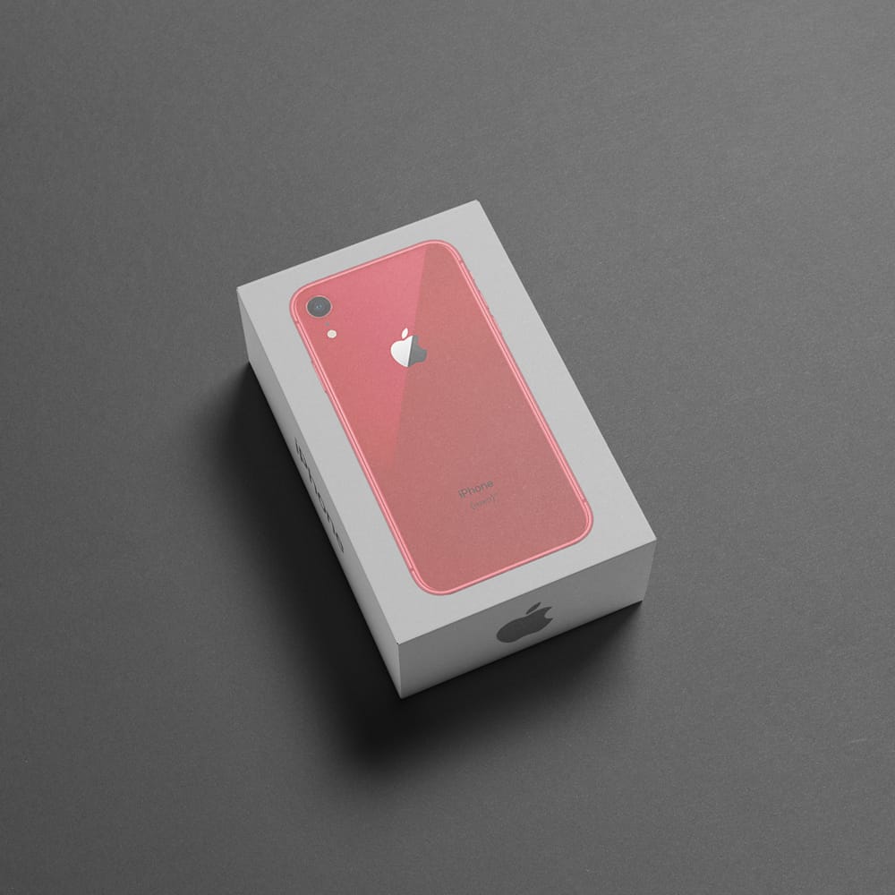 Free Rose Gold iPhone Box Mockup PSD