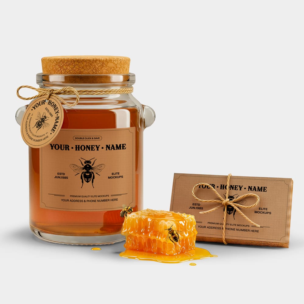 Free Rustic Honey Packaging Mockup PSD