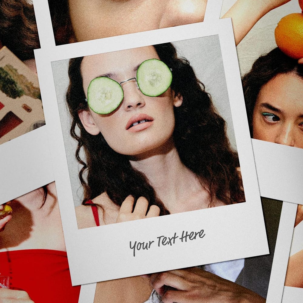 Free Scattered Polaroid Cards Mockup PSD