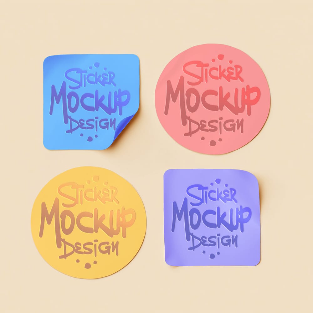 Free Shapes Sticker Mockup PSD