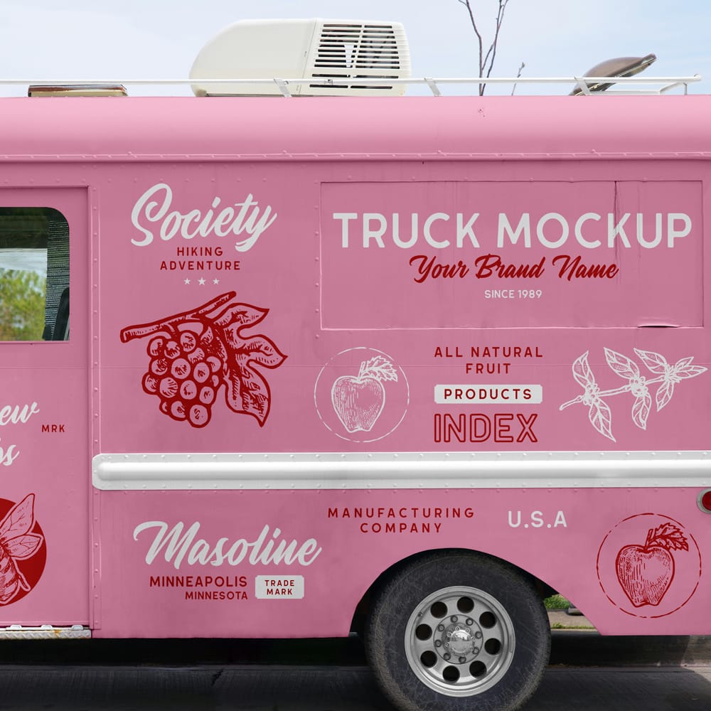 Free Side View Truck Mockup PSD