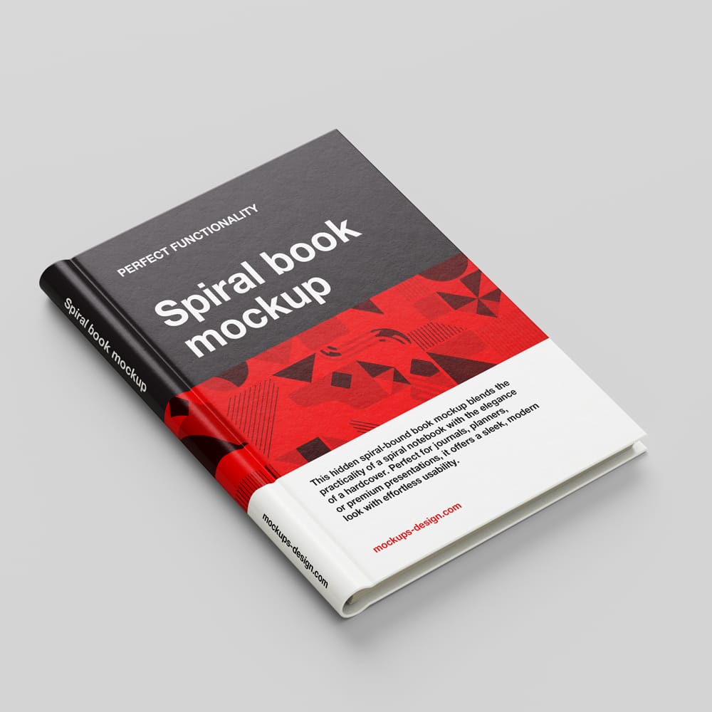 Free Sleek Spiral-bound Book Mockup PSD
