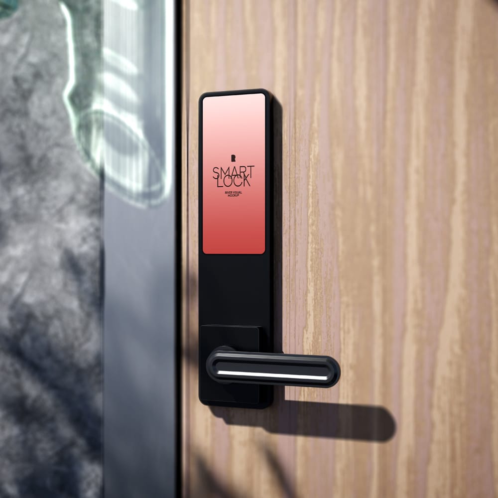 Free Smart Lock Door Mockup PSD