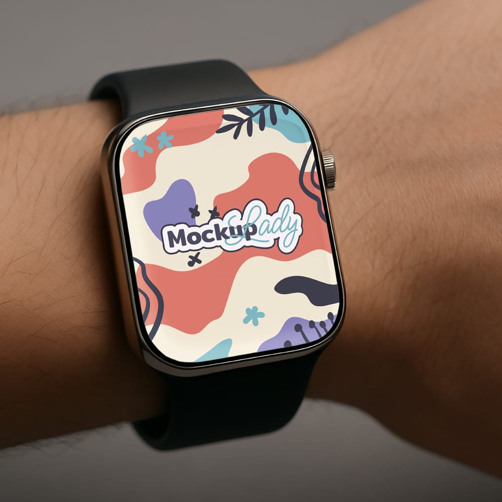 Free Smartwatch on Wrist Mockup PSD