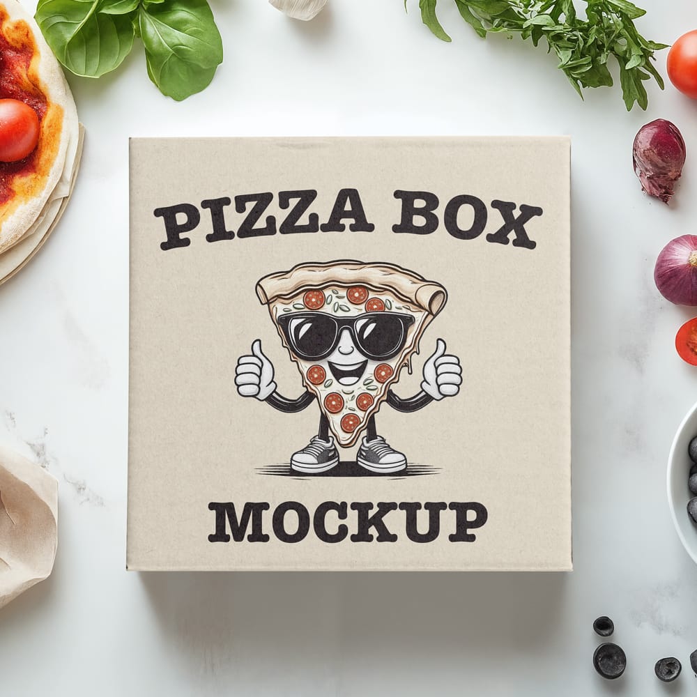 Free Square Pizza Box Mockup PSD