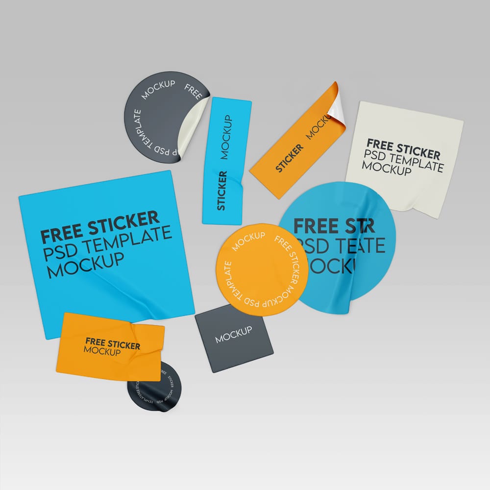 Free Sticker Mockup Template PSD
