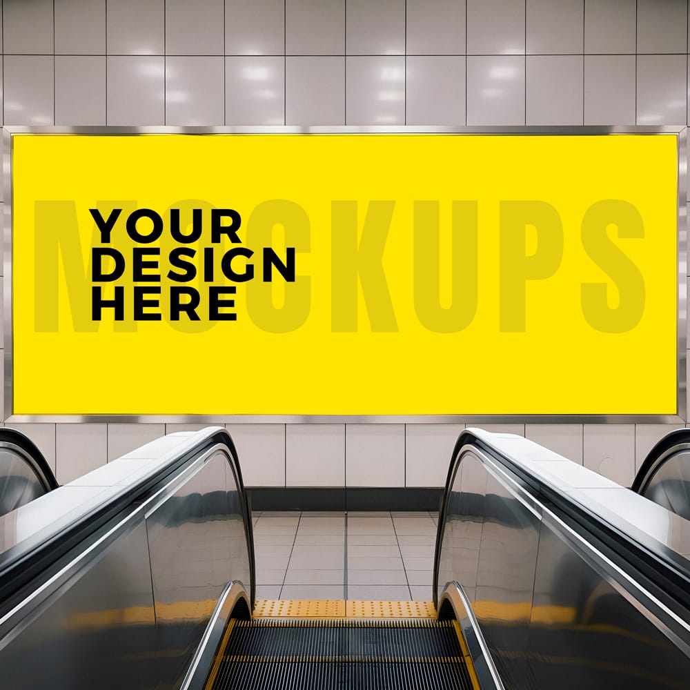 Free Subway Advertising Banner Mockup PSD