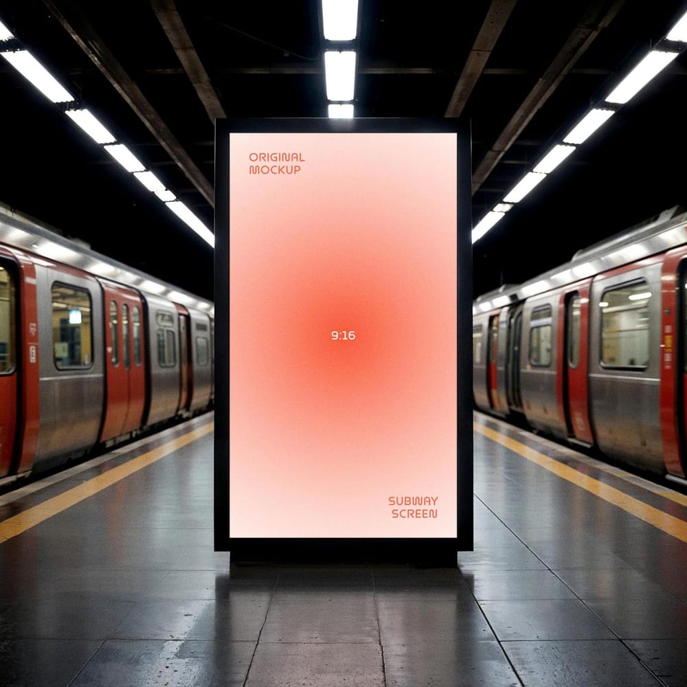 Free Subway Digital Signage Mockup PSD