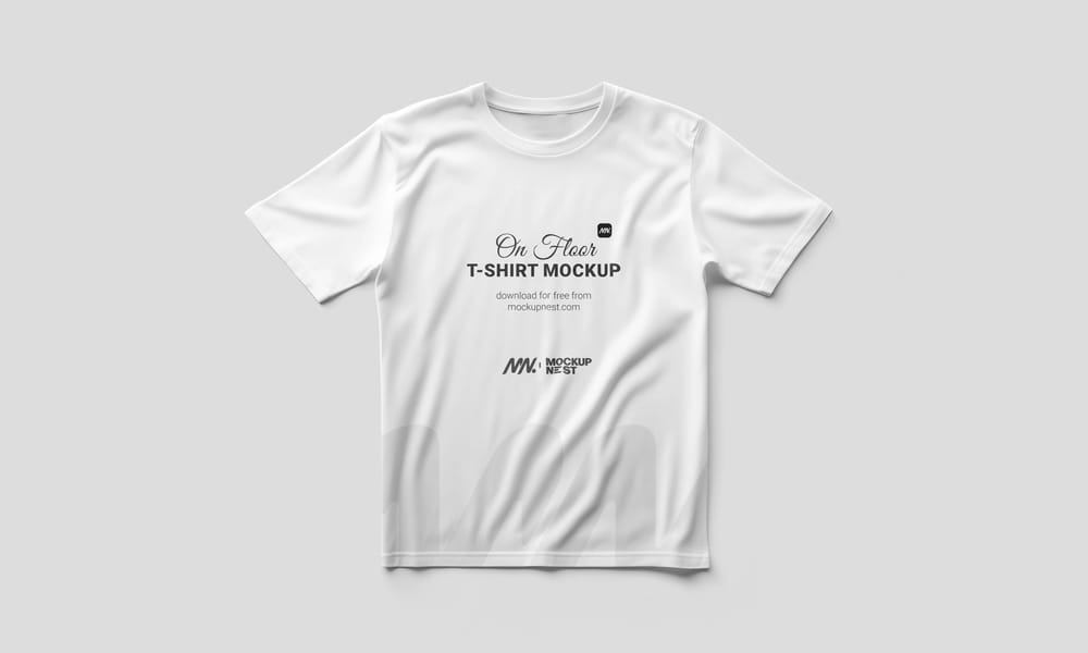 Free T-Shirt Mockup On Floor PSD