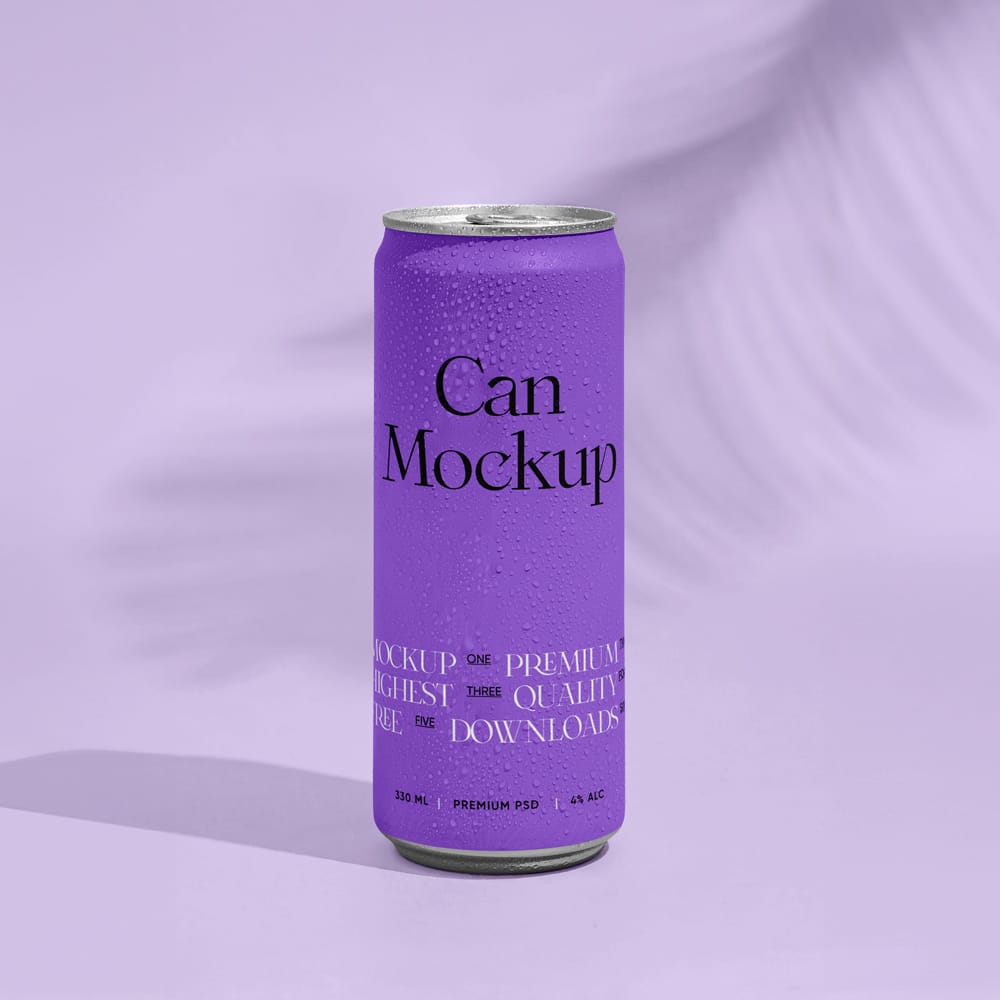 Free Tall Vertical Can Mockup PSD