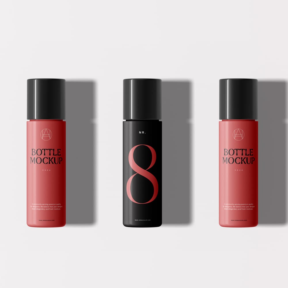 Free Three Plastic Bottle Mockups PSD