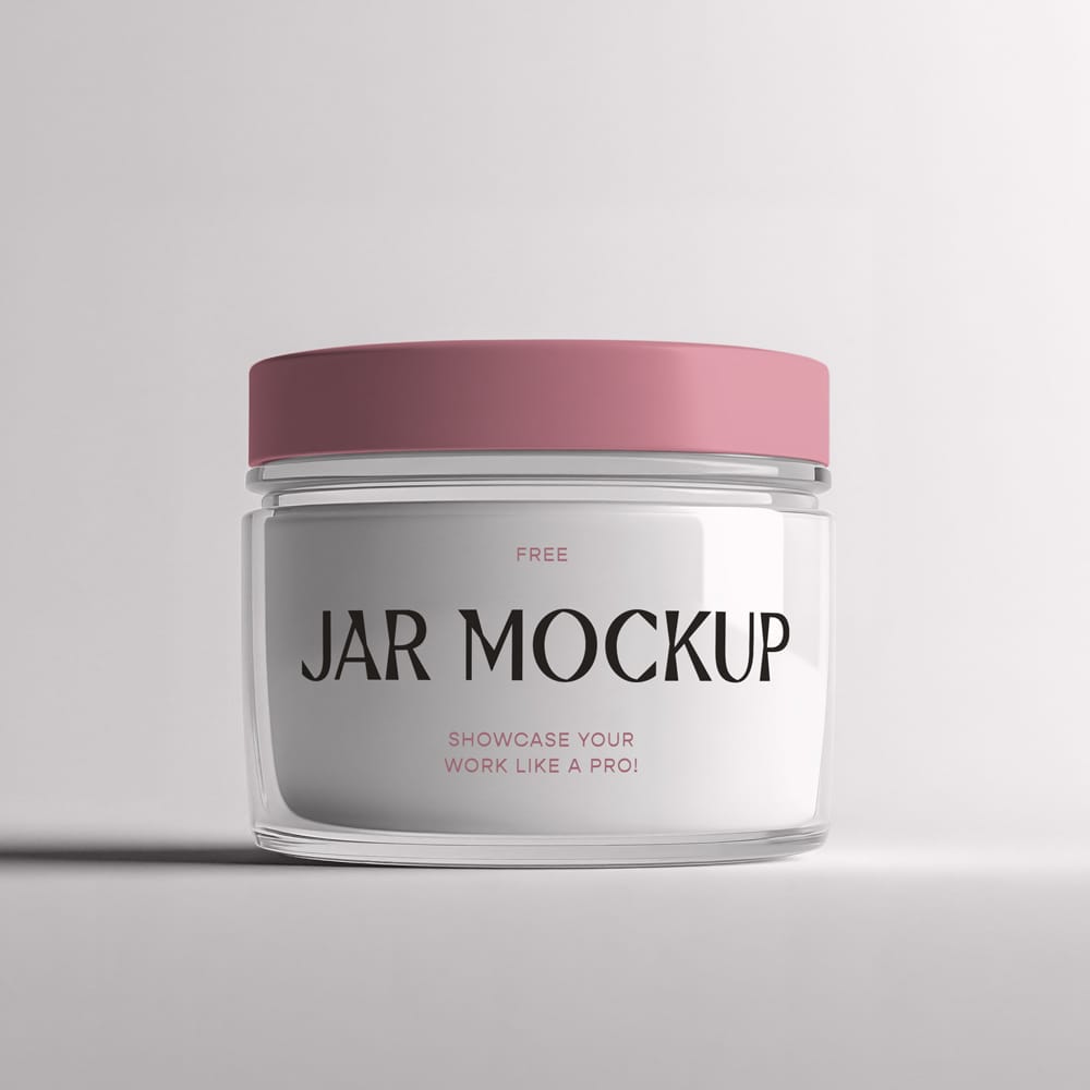 Free Transparent Glass Cosmetic Jar Mockup PSD