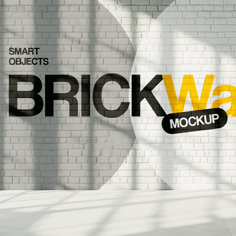 Free Urban Style Brick Wall Mockup Template PSD