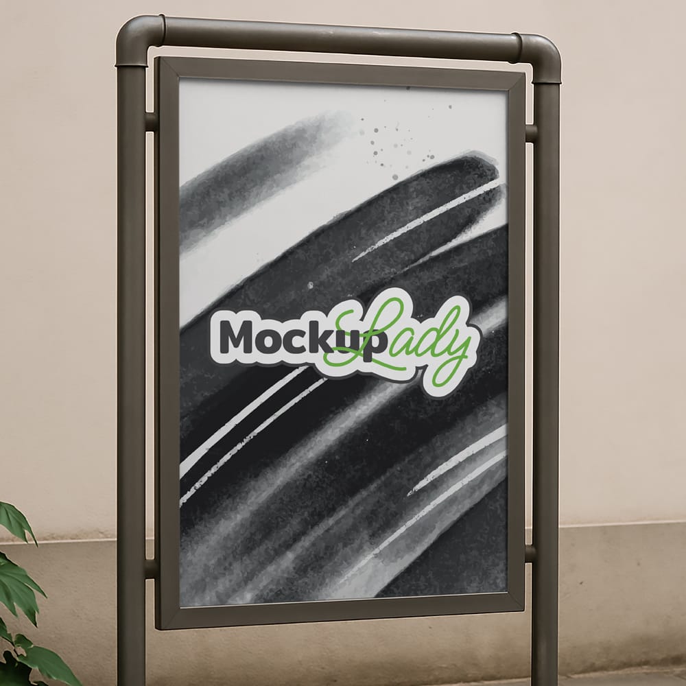 Free Urban Vertical Sign Mockup PSD