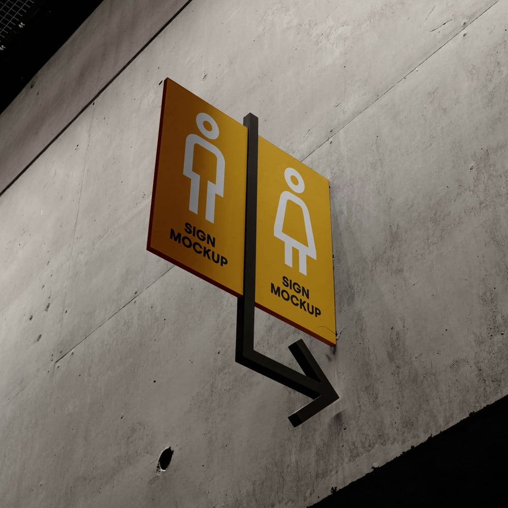 Free Vertical Sign Mockup Template PSD