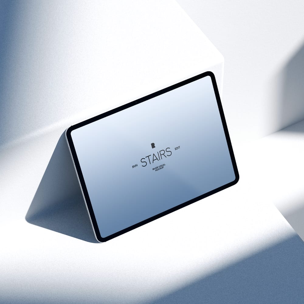 Free iPad Pro Stairs Series Mockup PSD