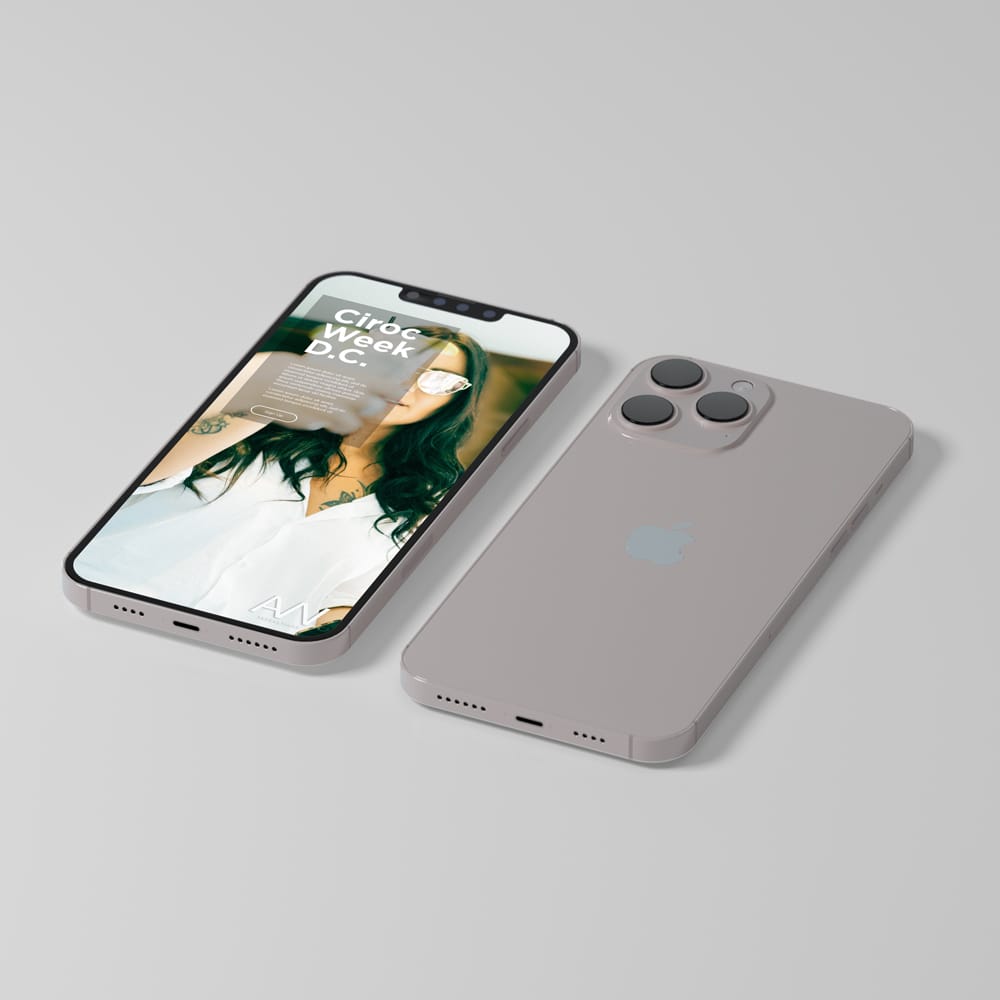 Free iPhone Pro Max Angled Mockup PSD