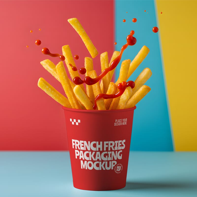 French Fries Cup Packaging Mockup PSD