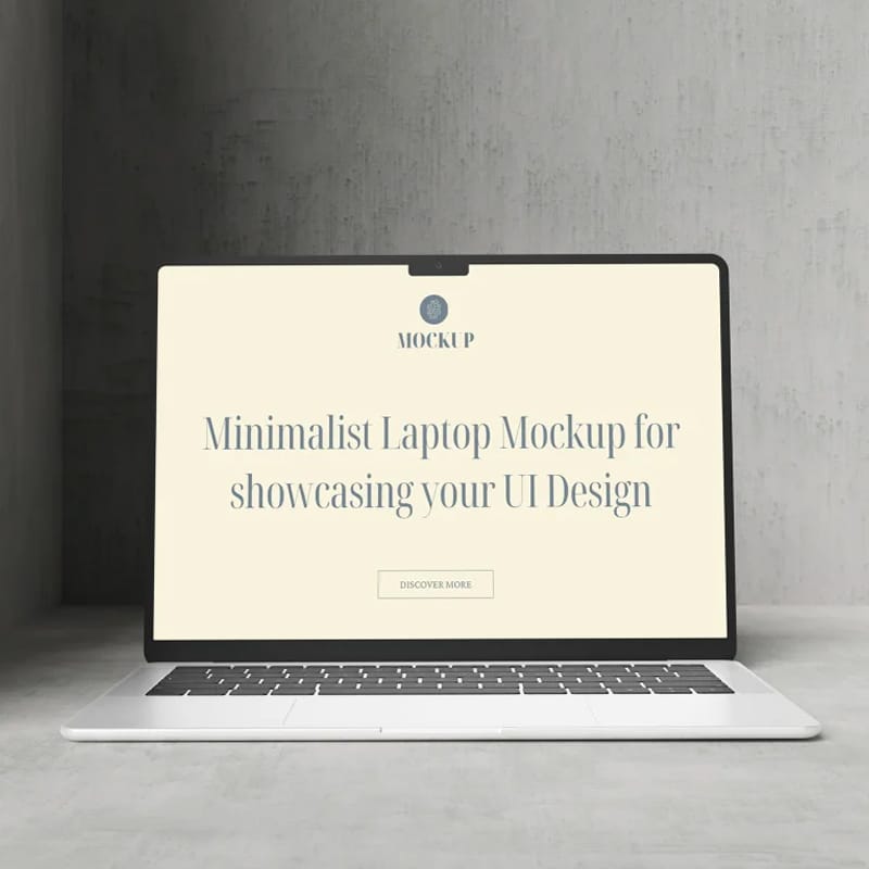 Front Minimalist Laptop Mockup PSD