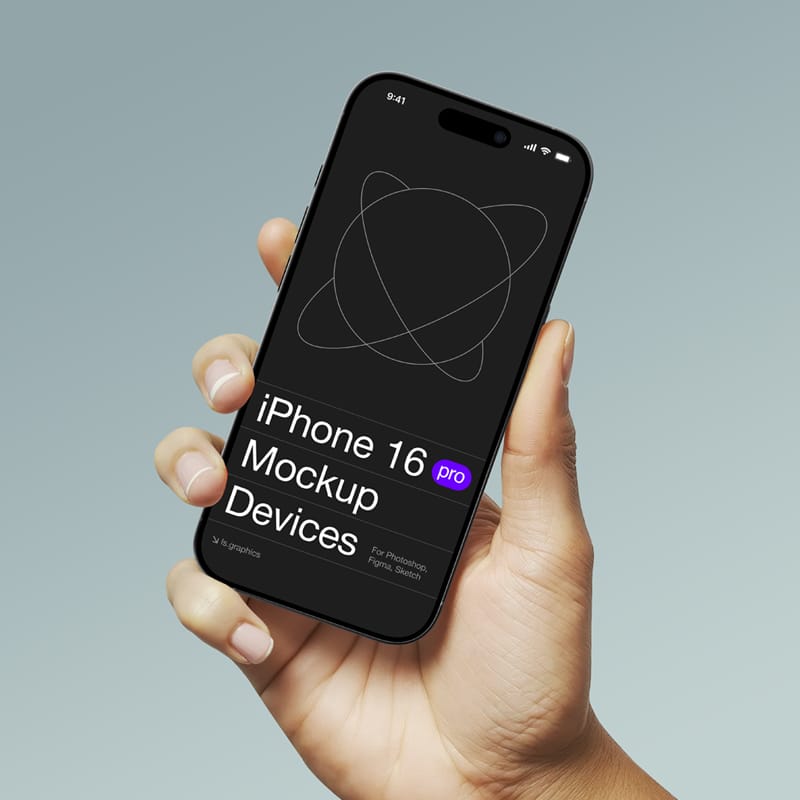 Hand Holding iPhone 16 Pro Mockup PSD