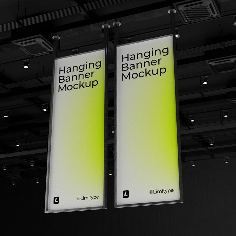 Hanging Banner Mockup Template PSD