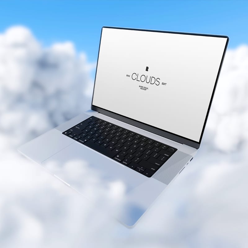 Macbook Pro Clouds Series Mockup PSD