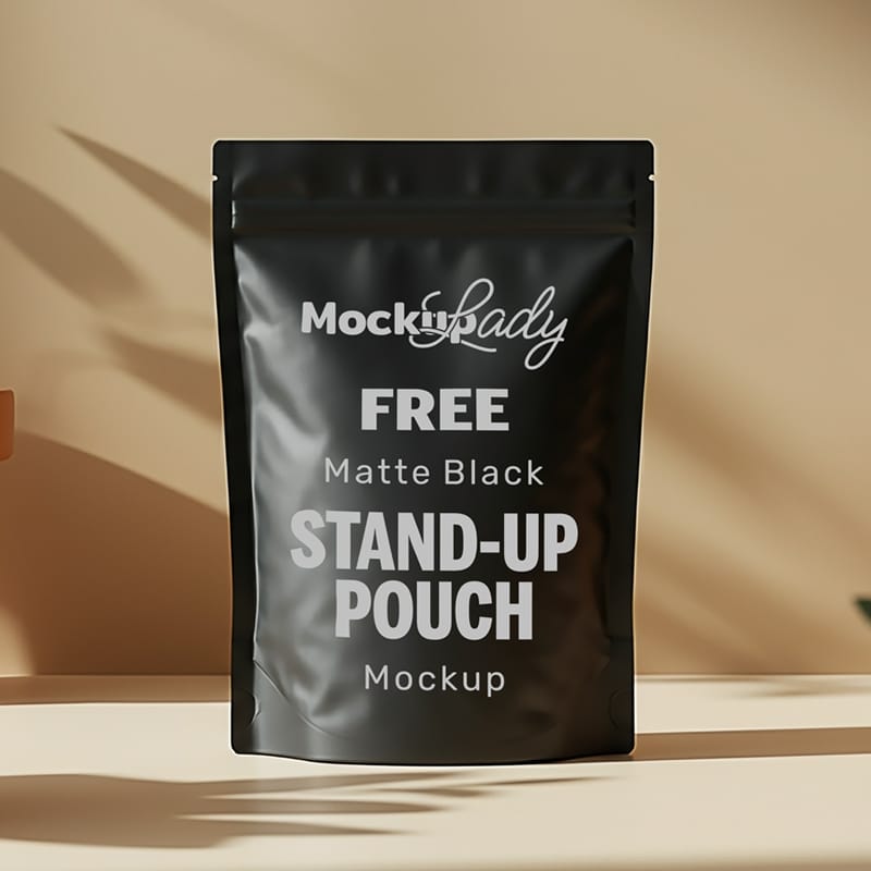 Matte Black Stand-Up Pouch Mockup PSD