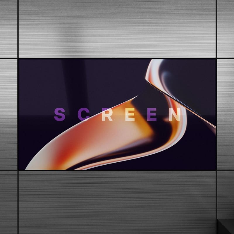Metallic Wall Screen Mockup PSD