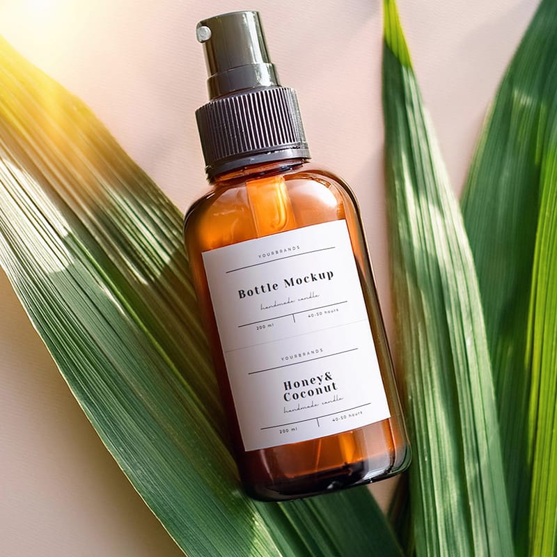 Nature Cosmetic Spray Bottle Mockup PSD