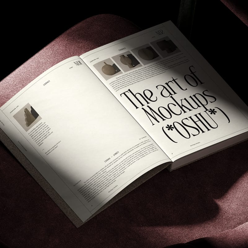 Open Book Mockup On Velvet Chair V4 Isometric PSD