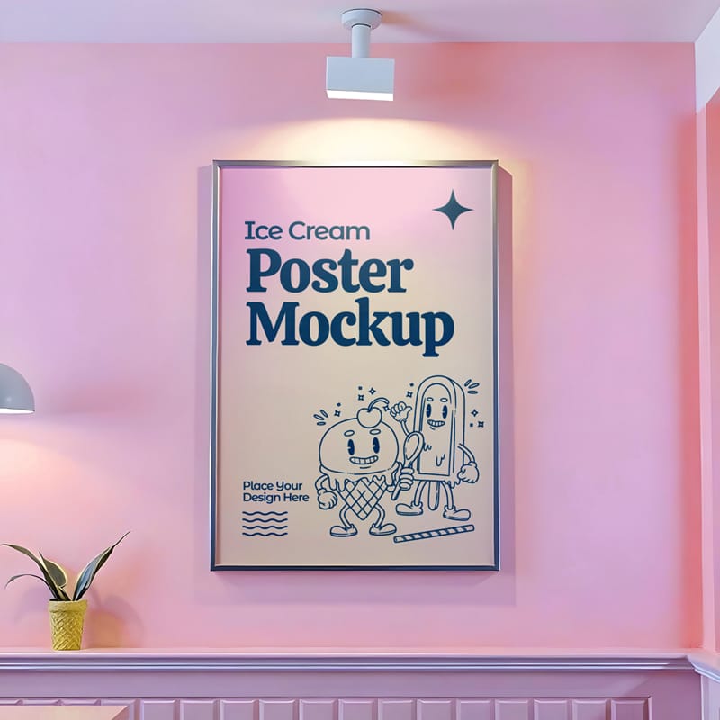Poster Ice Cream Mockup PSD