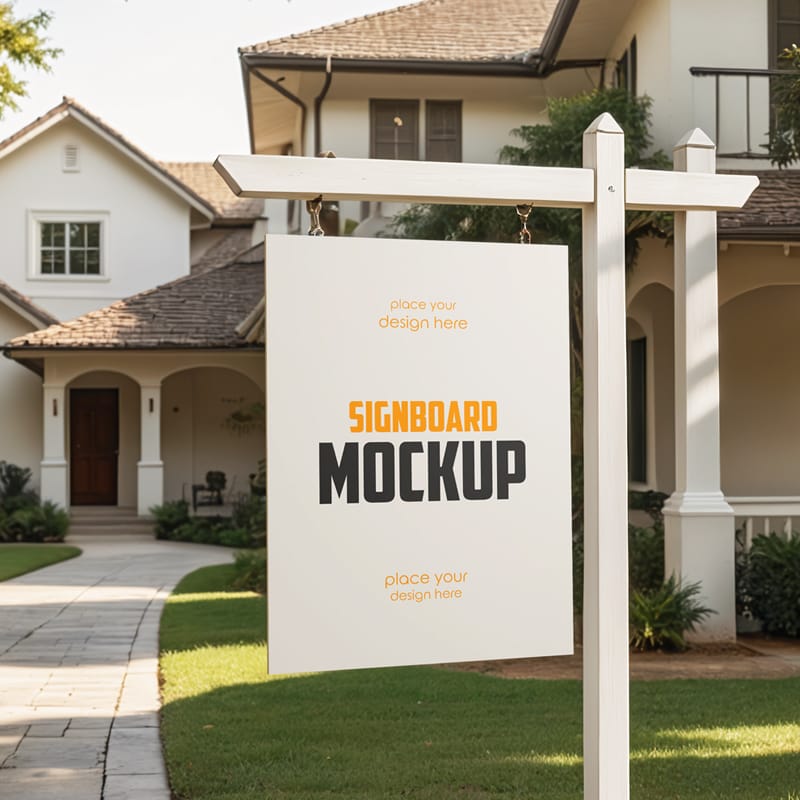 Real Estate Signboard Mockup PSD