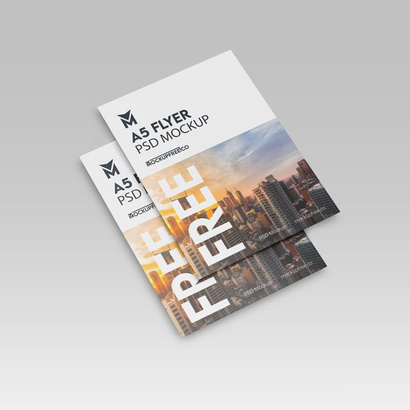 Realistic A5 Flyer Mockup PSD