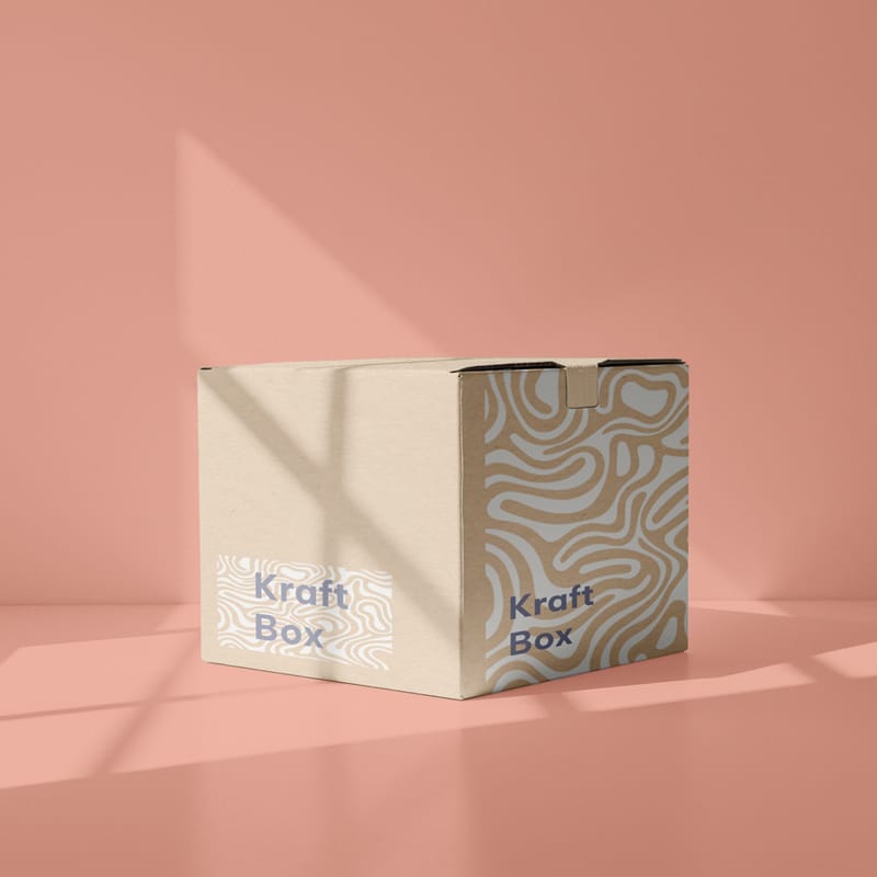 Realistic Kraft Box Mockup PSD