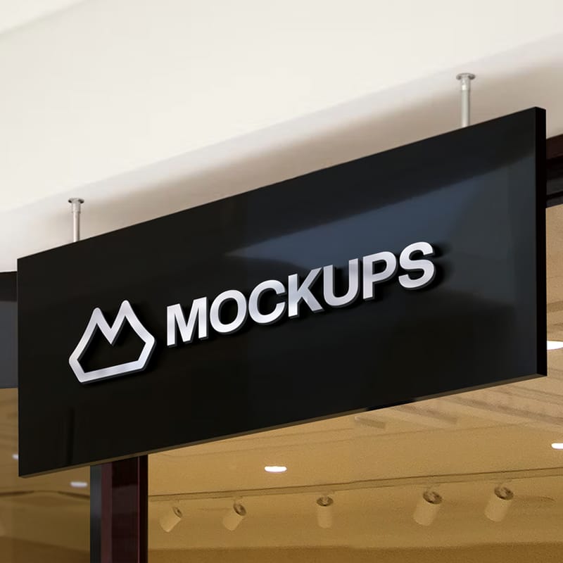 Reception 3D Logo Mockup PSD