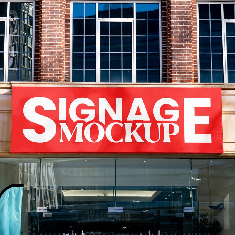 Rectangle Sign on Building Mockup PSD