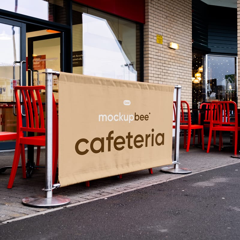 Restaurant Fence Banner Mockup PSD