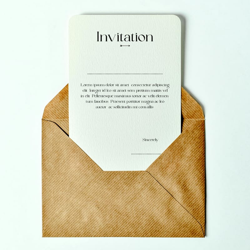 Rounded Post Card Mockup with Envelope PSD