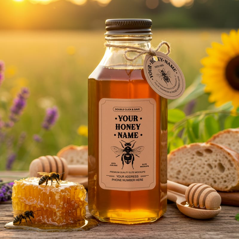Rustic Honey Packaging Mockup PSD