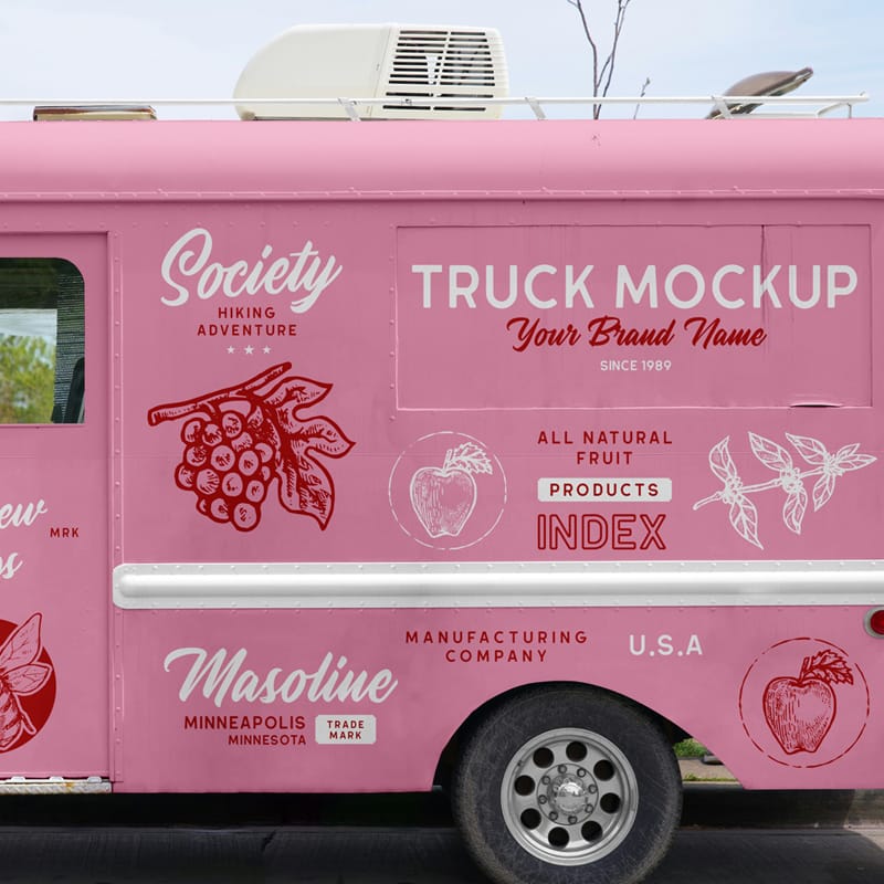 Side View Truck Mockup PSD